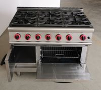 Équipement de cuisine de restaurant, cuisinière à gaz commerciale en acier inoxydable à 6 brûleurs avec four