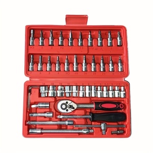 46-Piece 1/4\" Drive Metric Socket <b>Wrench</b> Set Drill Bit Sockets Iron Construction Uncharged Hard Case Box OEM - Product Image 3