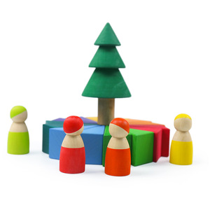 Wooden Rainbow <b>Building</b> <b>Blocks</b> For Children Shape Recognition Stacking Toys Age 3 5 Years Colorful Educational Playset - Product Image 4
