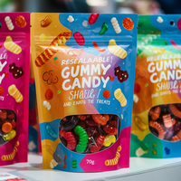 Sacs personnalisés pour bonbons, sacs en aluminium alimentaire, sachets refermables à fermeture éclair, sachets en mylar, sachets debout avec fenêtre