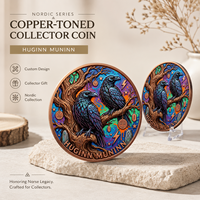 Pièce de monnaie en cuivre pur 999 de 5 oz, série animale mythologie nordique, cadeau créatif, pièce de monnaie en cuivre colorée en relief, édition de collection