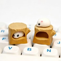 Universal Compatible Low MOQ Custom Cute Chic 3D Resin Cute Fat Hamster Tree Stump Personalized Magnetic Creative Keycaps Model