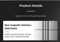 Réfrigérateur de cuisine à quatre portes en acier inoxydable |   Congélateur commercial à double température pour usage en restaurant, hôtel