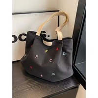 Sac fourre-tout en toile grande capacité pour femme, nouvelle collection 2025, tendance, avec lettres brodées, fermeture éclair, idéal pour étudiante, loisirs et voyage