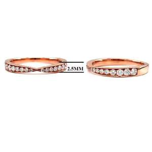 Bague de fiançailles, de mariage et d'éternité classique en or rose 18 carats de Hong Kong, sertie de diamants naturels taille brillant et pavé, pour femme - Product Image 2