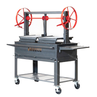 Barbecue d'extérieur pour plus de 5 personnes, réglable, portable, avec chariot, sécurité des flammes, acier durable, revêtement en poudre, facile à assembler