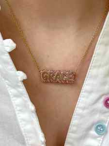 Collana con nome colorato artigianale con <span class=keywords><strong>pietre</strong></span> riccamente intarsiate stile di lusso unico ciondolo personalizzato Premium per donna uomo - Product Image 3