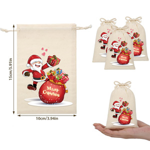 Yiwu Cotton Drawstring Bundle Pocket Screen Printed Christmas Cotton <b>Bag</b> for Gift <b>Packaging</b> for Apple Storage for Christmas - Product Image 4