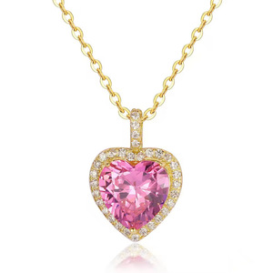 Collar con colgante de corazón Rosa Chapado en plata de ley 925, cadena de clavícula romántica hipoalergénica, joyería de moda para mujer - Product Image 3