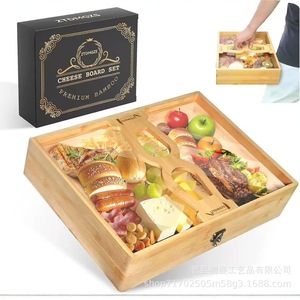 ZTDMGZS Cheese Board Set Premium Bamboo With Lid For Outdoor <b>Camping</b> Snack Fruit <b>Storage</b> Rectangle <b>Box</b> - Product Image 1