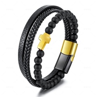 Bracelet en cuir pour homme Real U avec fermoir en acier inoxydable et agate naturelle, bijou de mode en pierre naturelle de qualité, Acero Inoxidable 316L Joyeria