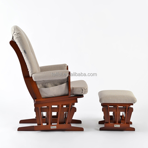 Fauteuil pivotant et inclinable en tissu avec base en bois pour chambre d'enfant et salon - Product Image 3