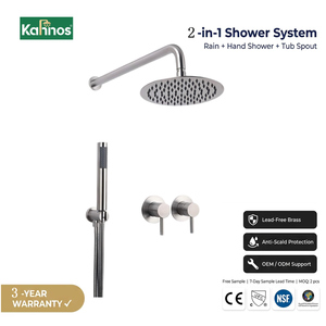 Modern Nickel <b>Shower</b> Faucet Set Concealed Wall Mount Round Rain <b>Head</b> Handheld Combo Dual Handle Brass Mixer for Hotel Bathroom - Product Image 1