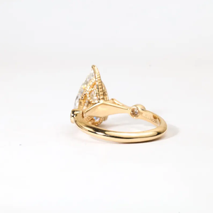 Bague de Fiançailles et de Mariage Art Déco en Or Massif avec Diamant de Laboratoire Premium Poire, Solitaire Goutte d'Eau, Bijou Héritage, Cadeau - Product Image 3
