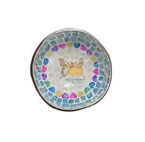 Customized unique mother-of-pearl inlaid coconut shell bowls eating <b>utensils</b> made from natural coconut shell low price - Product Image 3