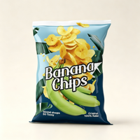 Sacs personnalisables à fond plat avec multiples impressions, adaptés aux chips, chips de banane et autres snacks