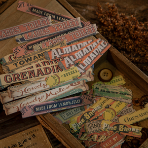 Paquete de pegatinas decorativas de palabras en inglés Vintage 60 unids/bolsa <span class=keywords><strong>serie</strong></span> larga grabable Little Creed para libro de chatarra Kraft y Bloc de notas - Product Image 5