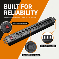 PDU de base pour montage en rack 19 pouces, avec prises NBR 14136, 16A 250V, unité de distribution d'alimentation en aluminium pour armoire de serveur