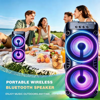 Boîte de karaoké portable professionnelle pour fêtes, avec haut-parleur, microphone, caisson de basses, lumières LED, corps en plastique, idéale pour les anniversaires