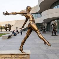 Sculpture de danseur masculin nu dynamique en bronze antique pour jardin botanique, art aquatique, paysage, statue en bronze