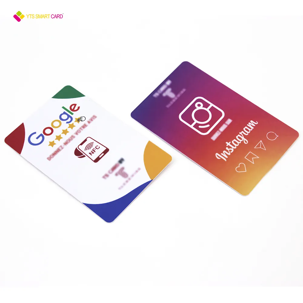 YTS preço de fábrica personalizado Código QR programável mídia social plástico pagamento revisão suporte nfc revisão google play presente cartão de visita