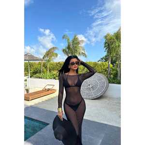 Robe de plage en tulle noire Eliza, élégante, pour couvrir les maillots de bain - Product Image 3