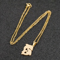 Collier en forme de dauphin en acier inoxydable, or 18K, personnalisé, animaux de mer, vente en gros, offre spéciale