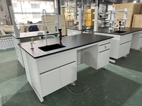 Table d'appoint de laboratoire à cadre en C entièrement en acier de style industriel pour salle de chimie médicale
