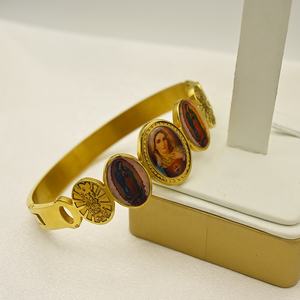 Personalizar <span class=keywords><strong>nombre</strong></span> imagen católico Cristo Jesús icono pegatina pulsera <span class=keywords><strong>el</strong></span>ástica pulseras religiosas brazalete joyería - Product Image 4