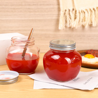 Runde und Quadratische Einmachgläser für Pickles und Marmelade, 450ml Klarglas-Behälter für Konserven, Honig und Soßen mit Schwarzem Schraubdeckel aus Metall