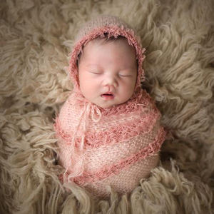 Vêtements de photographie de nouveau-né, chapeau en tissu d'emballage de Photo de bébé, dentelle Mohair, fil enveloppé - Product Image 4