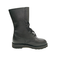 Bottes hautes en cuir noir gaufré avec semelle extérieure en caoutchouc Goodyear