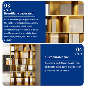 خزانة غرفة فواصل معدنية ذهبية فاخرة لغرفة المعيشة وغرفة النوم وفواصل غرفة النوم من الفولاذ المقاوم للصدأ - Product Image 3