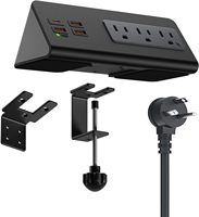 Multiprise à fixation latérale pour table de chevet avec ports USB-C, protection contre les surtensions, prises de bureau à fixation par pince, 3 prises CA et 4 ports USB