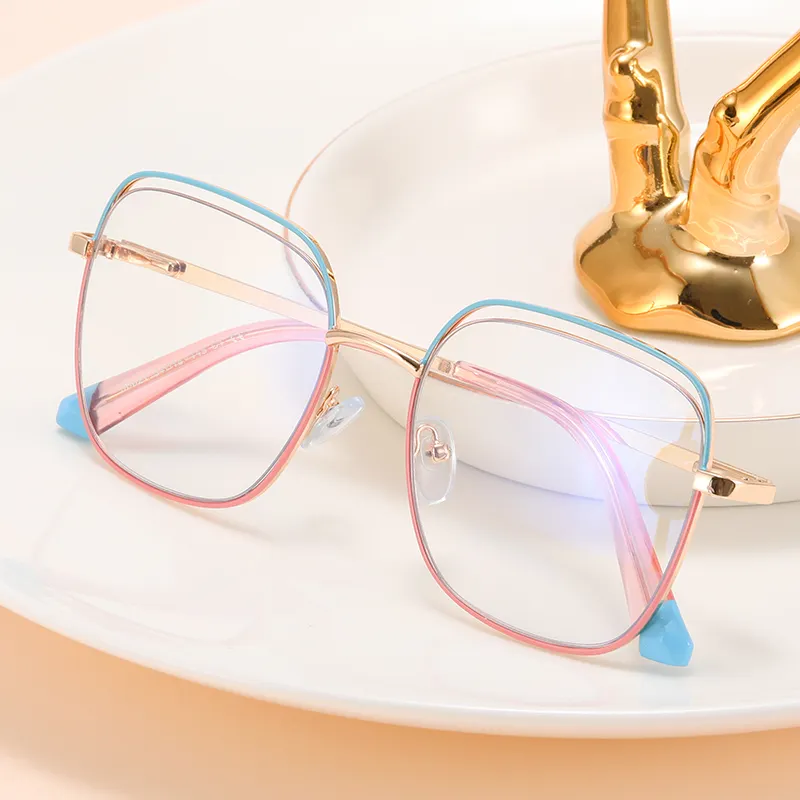 Luxury Anti Blue Light Blocking Computer Glasses Candy Color Oversized Square Women Eyewear