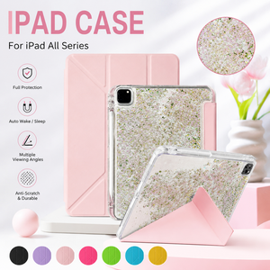 เคสไอแพดแบบพับได้ลายกลิตเตอร์วิบวับ รุ่น Pro 11 13 M4 Air M2 2024 ดีไซน์สวยงาม พร้อมช่องใส่ดินสอ  เหมาะสำหรับเป็นของขวัญองค์กร - Product Image 1