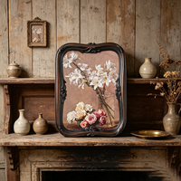 Cadre photo vintage en résine fait main, style baroque orné brun foncé antique, pour affiches et photos, décoration murale ou de table