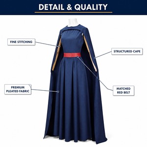 Robe de Reine Grecque Vintage en PVC Penelope pour Femme, Robe Longue avec Cape, Ceinture Rouge, Tenue de Cosplay Faite à la Main Inspirée du Film - Product Image 4