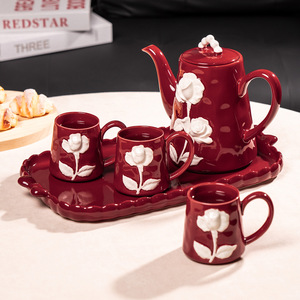 French Camellia <b>Tea</b> Set Exquisite Luxury Engagement Wedding Gift Household Housewarming Water Cup Collection Set - Product Image 3