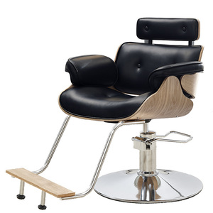 Chaise de barbier portable de haute qualité et durable, mobilier de salon, structure en bois, siège en cuir, hauteur réglable, rotation, pompe hydraulique - Product Image 4