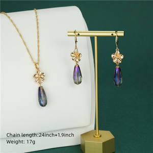 Nuevo Juego de Joyería de 18K de Collar y Aretes con Gota de Agua Grande de Samoa al por Mayor Collar de Cristal de Hawái - Product Image 6