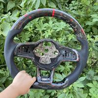 Interieur für VW Golf 7 MK7 Polo GTi GTD GLI TSI R DSG und Manuelle Modelle Rotes Rennsport-Lenkrad aus Geschmiedetem Kohlefaser-Leder