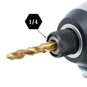 Broca espiral para roscado Snow Spiral, vástago hexagonal de 1/4 de pulgada, recubierta de TiCN, para roscado en acero - Product Image 1
