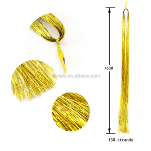 Shienin 37'' Shiny Hair 150 Strand Highlights Glitter Hair Extensions <strong>Tinsel</strong> for Carnival Festival Party - Product Image 2
