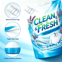 Emballages de détergent écologiques, recyclables, refermables, personnalisés, avec bec verseur, sachets mats imprimés et laminés, pour savon liquide