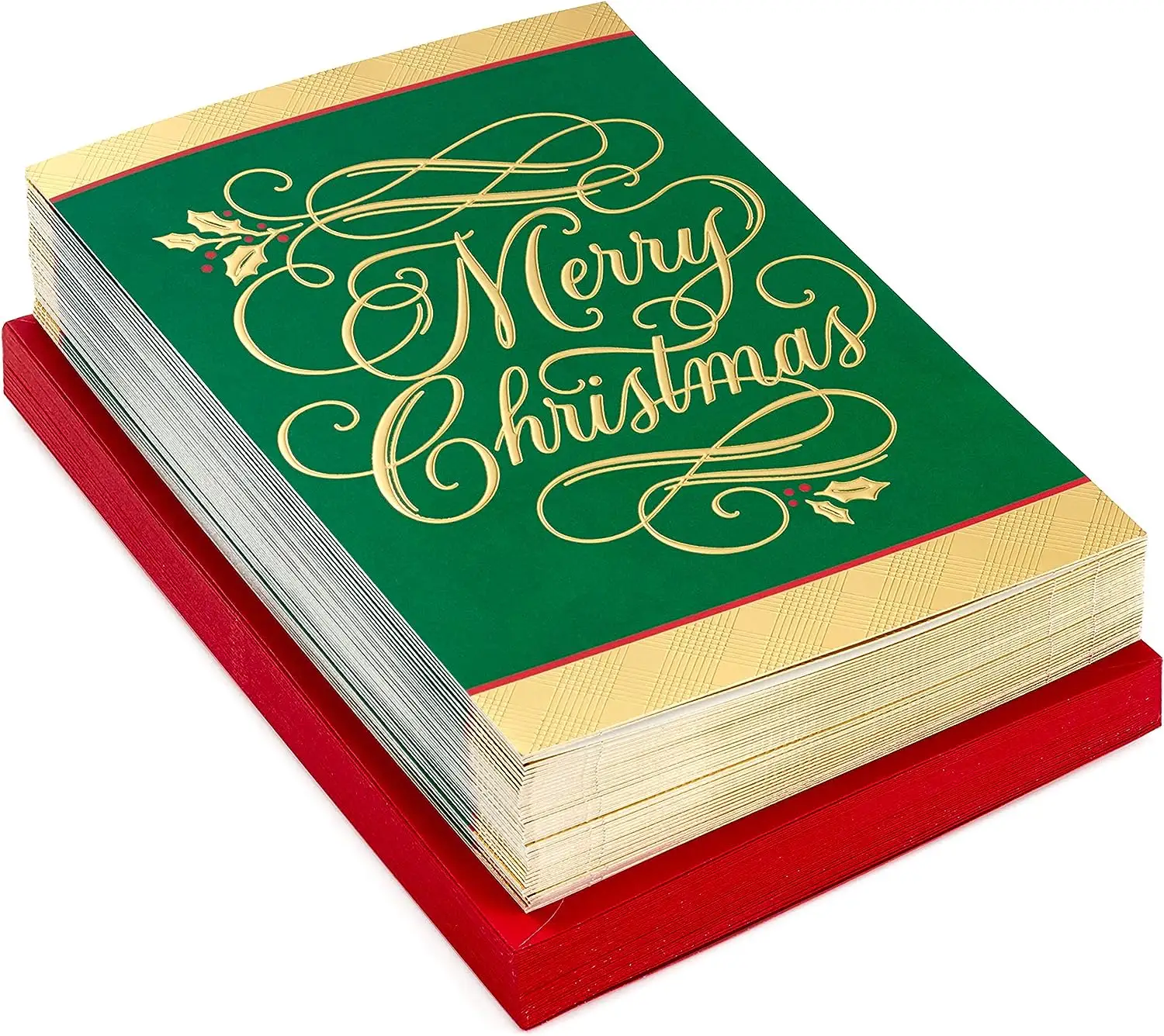 Profesyonel lüks altın folyo kağıt el yapımı tatil zarflar ile Merry Christmas tebrik kartları kutu seti