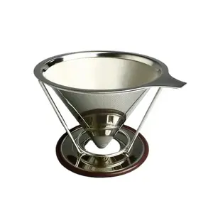 Stainless Steel Reusable Coffee Filter Pour Over Coffee Cone Dripper with Removable Cup Paperless Cone Coffee filter