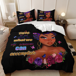 Modern Fashion 3D Purple <strong>Bedding</strong> Set <strong>Personalised</strong> Black Girl Four Seasons Duvet Cover - Product Image 4
