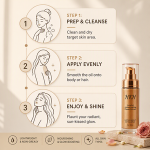 HKH Wholesale Organic Vegan Shimmering Glitter Liquid Body Highlighter Bronzer Oil Eco-Friendly Waterproof Formula Long Lasting - Product Image 3