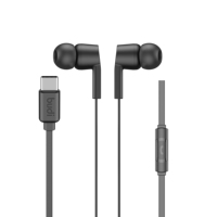 Écouteurs intra-auriculaires filaires stéréo Budi Trendy avec connecteur Type C, câble plat, micro intégré pour téléphone portable